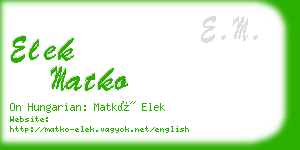 elek matko business card